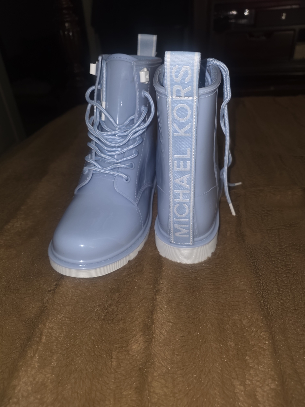 MICHAEL KORS Women's Light Blue Lace-Up Rain Boots